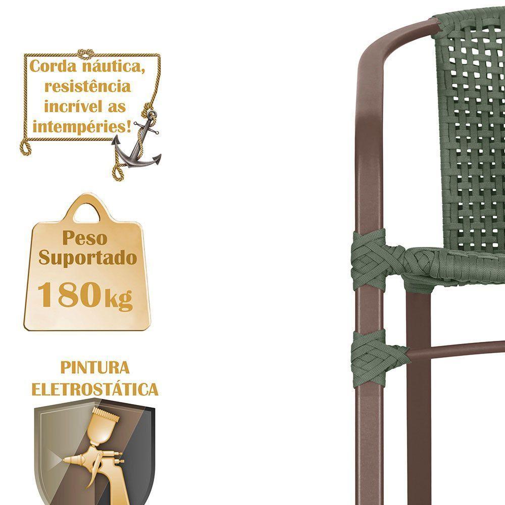 02 Cadeiras Floripa E Mesa Roma 100cm Marrom E Corda Nautica Verde - 4