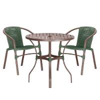 02 Cadeiras Floripa E Mesa Roma 100cm Marrom E Corda Nautica Verde - 1