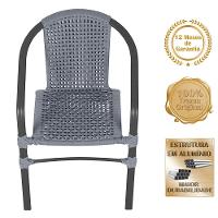 02 Cadeiras Floripa E Mesa Roma 100cm Preta Trama Original Prata - 3