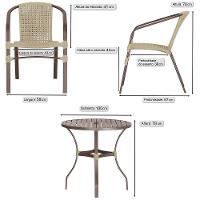 02 Cadeiras Floripa E Mesa Roma 100cm Marrom E Corda Nautica Rami - 2