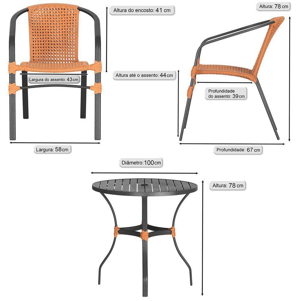 04 Cadeiras Floripa E Mesa Roma 100cm Preta Trama Original Terra Cota - 2