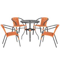 04 Cadeiras Floripa E Mesa Roma 100cm Preta Trama Original Terra Cota - 1