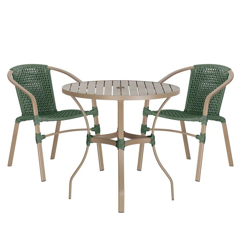 Jogo 2 Cadeiras Floripa E Mesa Tampo Ripado Varanda Jardim Verde - 1