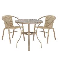 Jogo 2 Cadeiras Floripa E Mesa Tampo Ripado Varanda Jardim Rami - 1