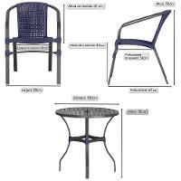 04 Cadeiras Floripa E Mesa Roma 100cm Preta Trama Original Azul - 2