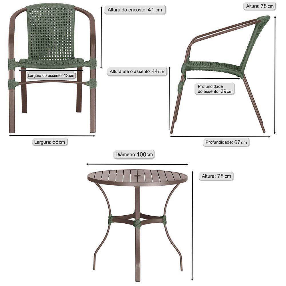 04 Cadeiras Floripa E Mesa Roma 100cm Marrom Trama Original Verde - 2