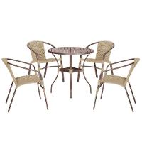 04 Cadeiras Floripa E Mesa Roma 100cm Marrom Trama Original Rami - 1