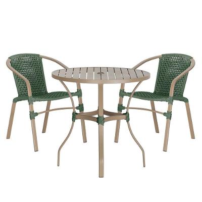 02 Cadeiras Floripa E Mesa Roma 100cm Fendi E Corda Nautica Verde