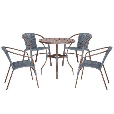 04 Cadeiras Floripa E Mesa Roma 100cm Marrom Trama Original Prata