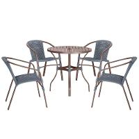 04 Cadeiras Floripa E Mesa Roma 100cm Marrom Trama Original Prata - 1