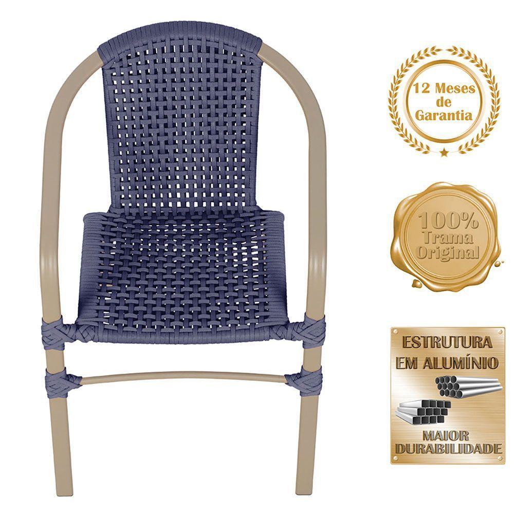 02 Cadeiras Floripa E Mesa Roma 100cm Fendi E Corda Nautica Azul - 3