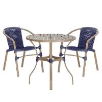 02 Cadeiras Floripa E Mesa Roma 100cm Fendi E Corda Nautica Azul - 1