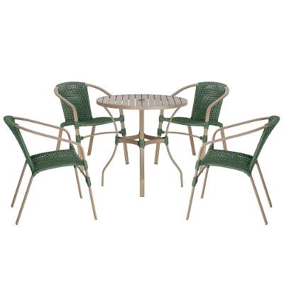 04 Cadeiras Floripa E Mesa Roma 100cm Fendi Trama Original Verde