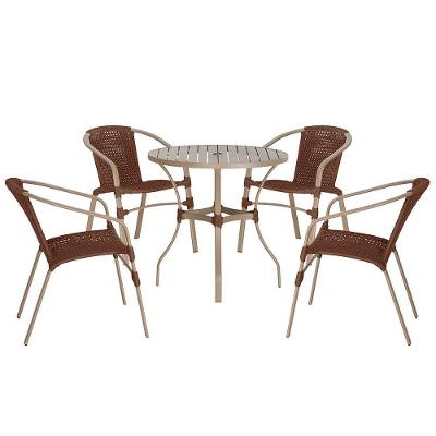04 Cadeiras Floripa E Mesa Roma 100cm Fendi Trama Original Marrom