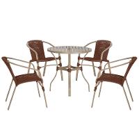 04 Cadeiras Floripa E Mesa Roma 100cm Fendi Trama Original Marrom - 1