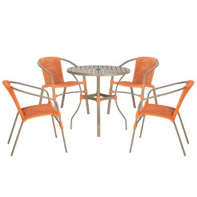 04 Cadeiras Floripa E Mesa Roma 100cm Fendi Trama Original Terra Cota