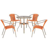 04 Cadeiras Floripa E Mesa Roma 100cm Fendi Trama Original Terra Cota - 1