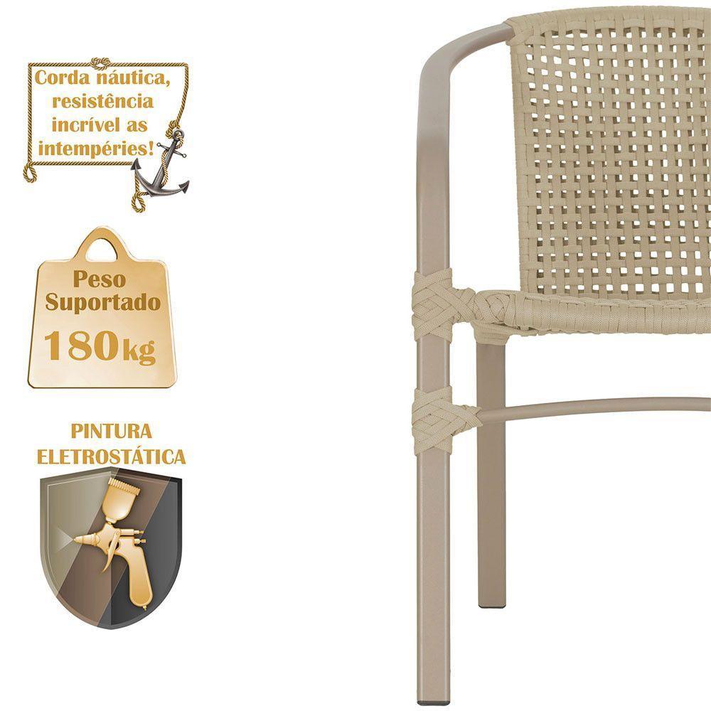 02 Cadeiras Floripa E Mesa Roma 100cm Fendi E Corda Nautica Rami - 4