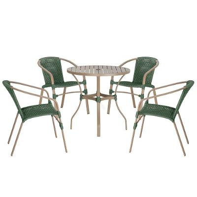 04 Cadeiras Floripa E Mesa Roma 80cm Fendi Trama Original Verde