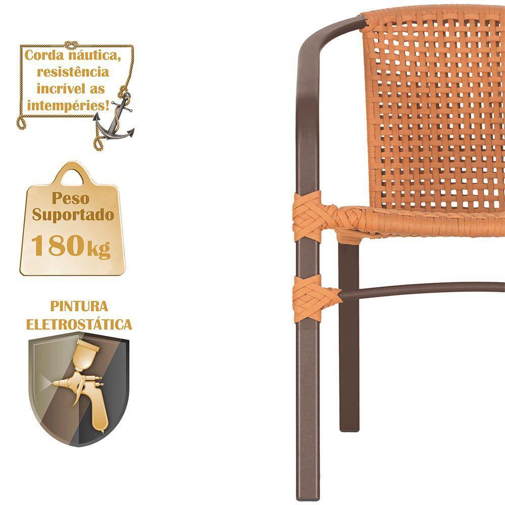 02 Cadeiras Floripa E Mesa Roma 80cm Marrom Trama Original Terra Cota - 4