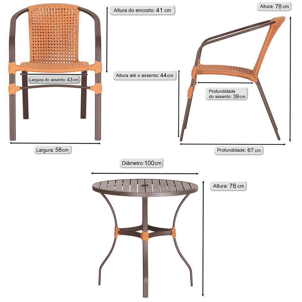 02 Cadeiras Floripa E Mesa Roma 100cm Marrom E Corda Nautica Terra Cota - 2