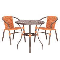 02 Cadeiras Floripa E Mesa Roma 100cm Marrom E Corda Nautica Terra Cota - 1