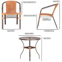 02 Cadeiras Floripa E Mesa Roma 100cm Marrom E Corda Nautica Terra Cota - 2