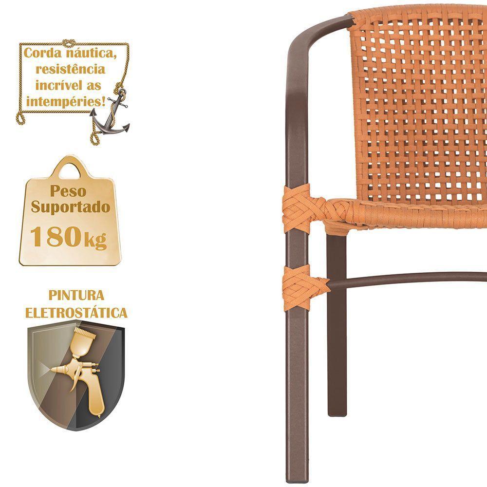 04 Cadeiras Floripa E Mesa Roma 80cm Marrom Trama Original Terra Cota - 4