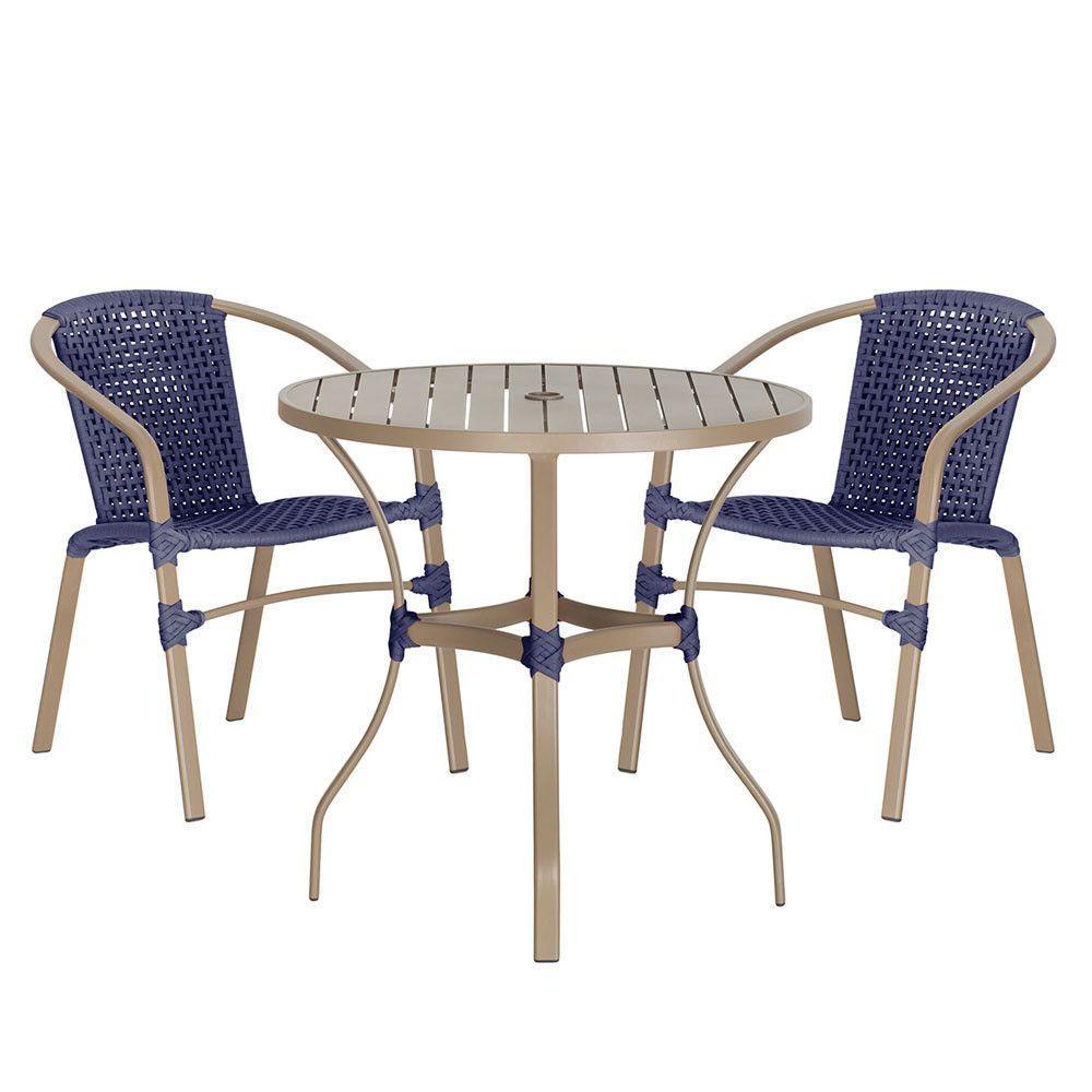 Jogo 2 Cadeiras Floripa E Mesa Tampo Ripado Varanda Jardim Azul - 1