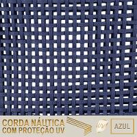 02 Cadeiras Floripa E Mesa Roma 100cm Marrom E Corda Nautica Azul