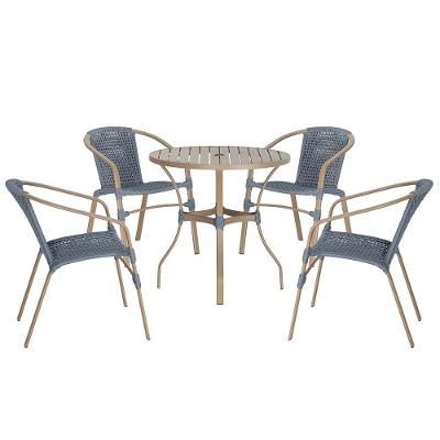 04 Cadeiras Floripa E Mesa Roma 100cm Fendi Trama Original Prata