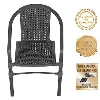 02 Cadeiras Floripa E Mesa Roma 100cm Preta Trama Original Preto - 3