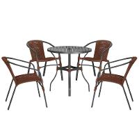 04 Cadeiras Floripa E Mesa Roma 100cm Preta Trama Original Marrom - 1