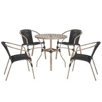 04 Cadeiras Floripa E Mesa Roma 100cm Fendi Trama Original Preto - 1