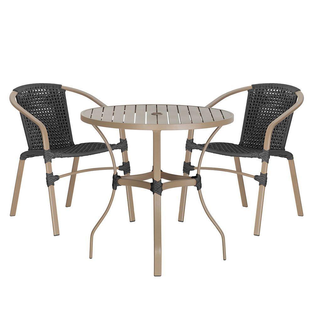 02 Cadeiras Floripa E Mesa Roma 100cm Fendi E Corda Nautica Preto - 1