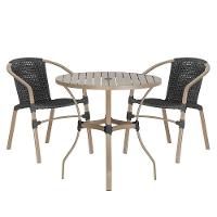 02 Cadeiras Floripa E Mesa Roma 100cm Fendi E Corda Nautica Preto - 1