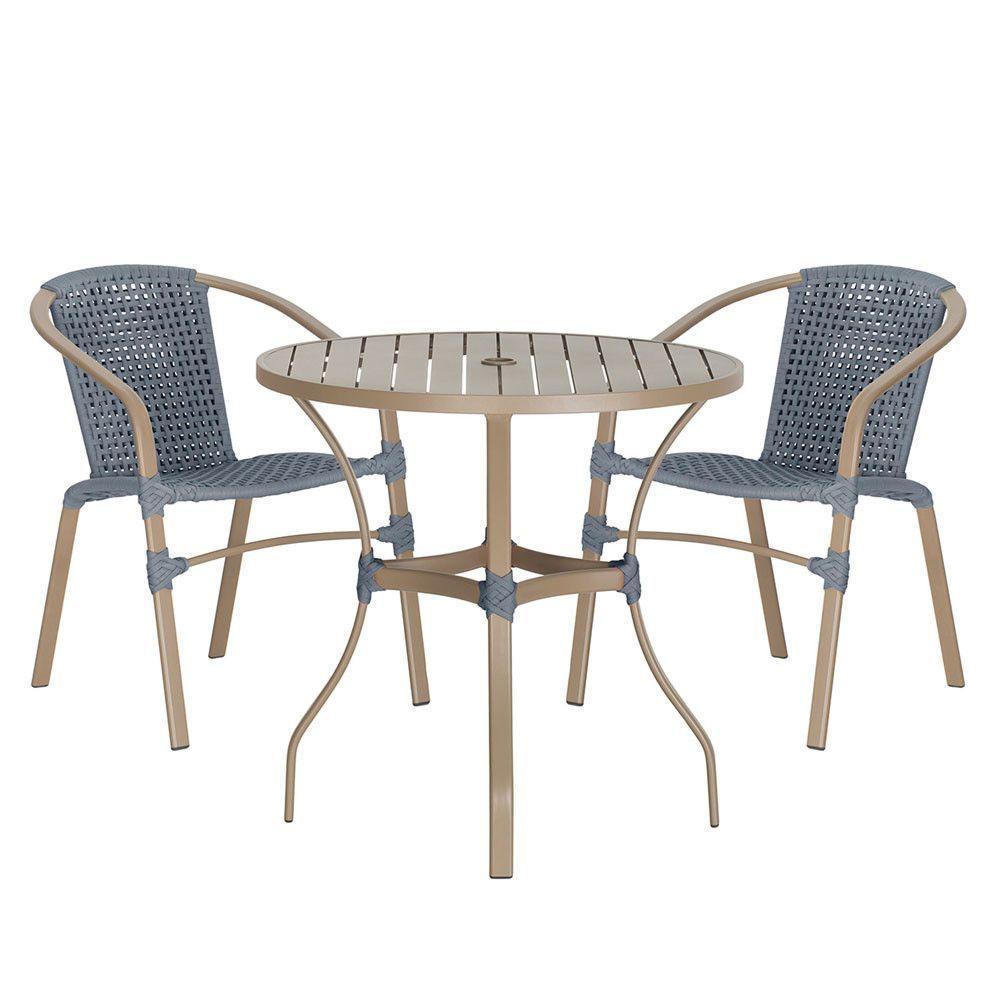 Jogo 2 Cadeiras Floripa E Mesa Tampo Ripado Varanda Jardim Prata - 1