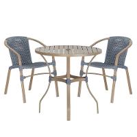 Jogo 2 Cadeiras Floripa E Mesa Tampo Ripado Varanda Jardim Prata - 1