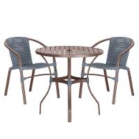 02 Cadeiras Floripa E Mesa Roma 100cm Marrom E Corda Nautica Prata - 1