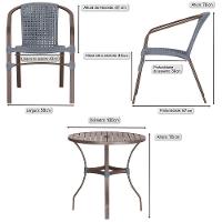 02 Cadeiras Floripa E Mesa Roma 100cm Marrom E Corda Nautica Prata - 2