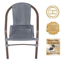 02 Cadeiras Floripa E Mesa Roma 100cm Marrom E Corda Nautica Prata - 3