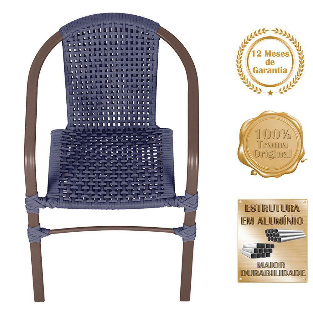 04 Cadeiras Floripa E Mesa Roma 100cm Marrom Trama Original Azul - 3
