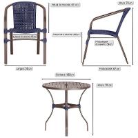 04 Cadeiras Floripa E Mesa Roma 100cm Marrom Trama Original Azul - 2