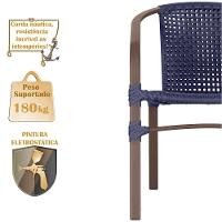 04 Cadeiras Floripa E Mesa Roma 100cm Marrom Trama Original Azul