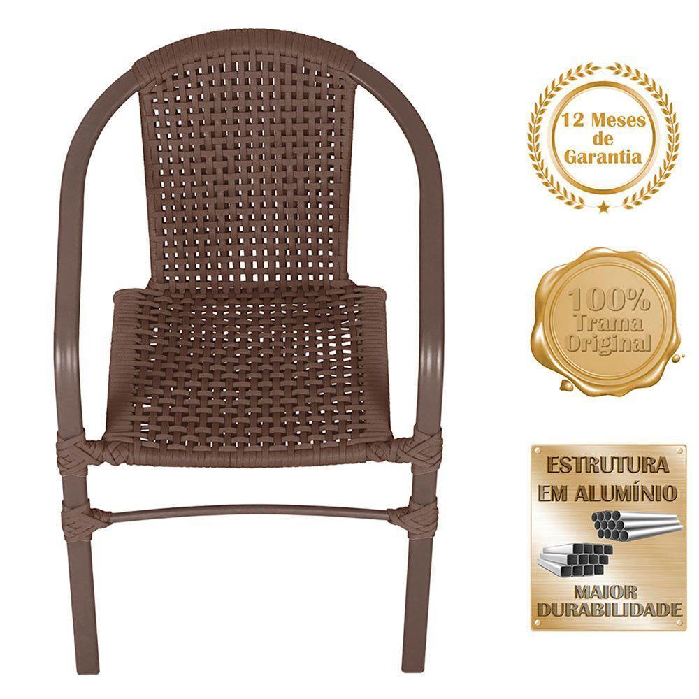 02 Cadeiras Floripa E Mesa Roma 100cm Marrom E Corda Nautica Marrom - 3