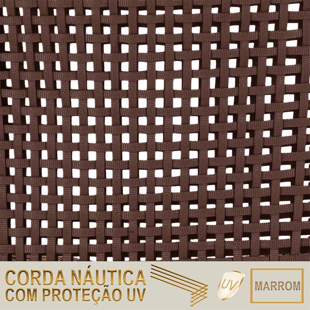 02 Cadeiras Floripa E Mesa Roma 100cm Marrom E Corda Nautica Marrom - 5