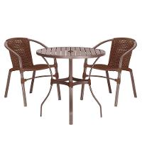 02 Cadeiras Floripa E Mesa Roma 100cm Marrom E Corda Nautica Marrom - 1