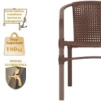 02 Cadeiras Floripa E Mesa Roma 100cm Marrom E Corda Nautica Marrom