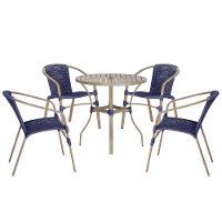 04 Cadeiras Floripa E Mesa Roma 100cm Fendi Trama Original Azul - 1