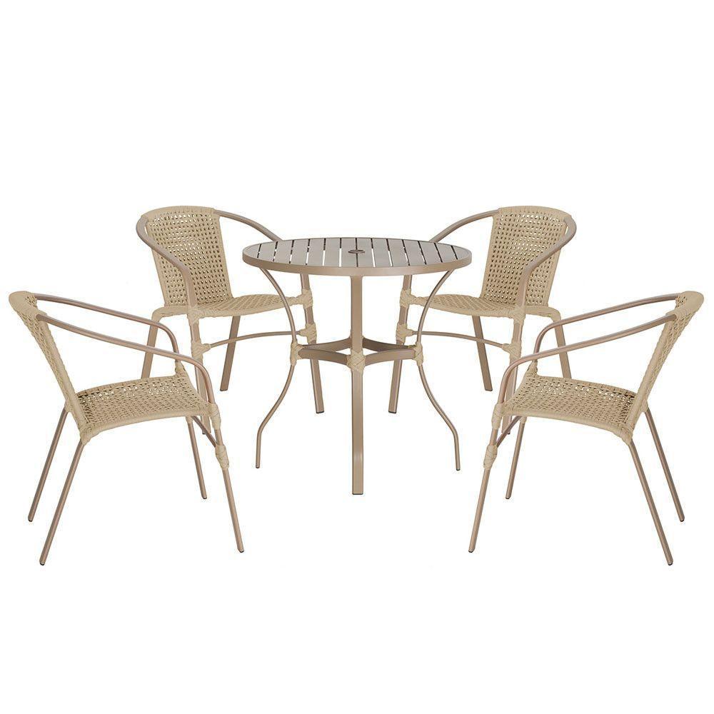 04 Cadeiras Floripa E Mesa Roma 100cm Fendi Trama Original Rami - 1